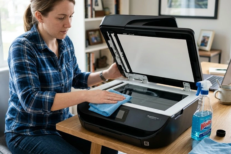 best printer for working from home setup on a modern desk with wireless connectivity