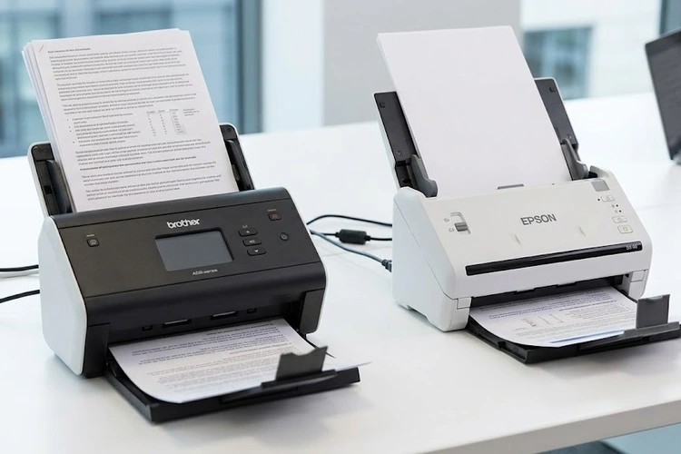 Brother vs Epson scanner side by side comparison on a desk