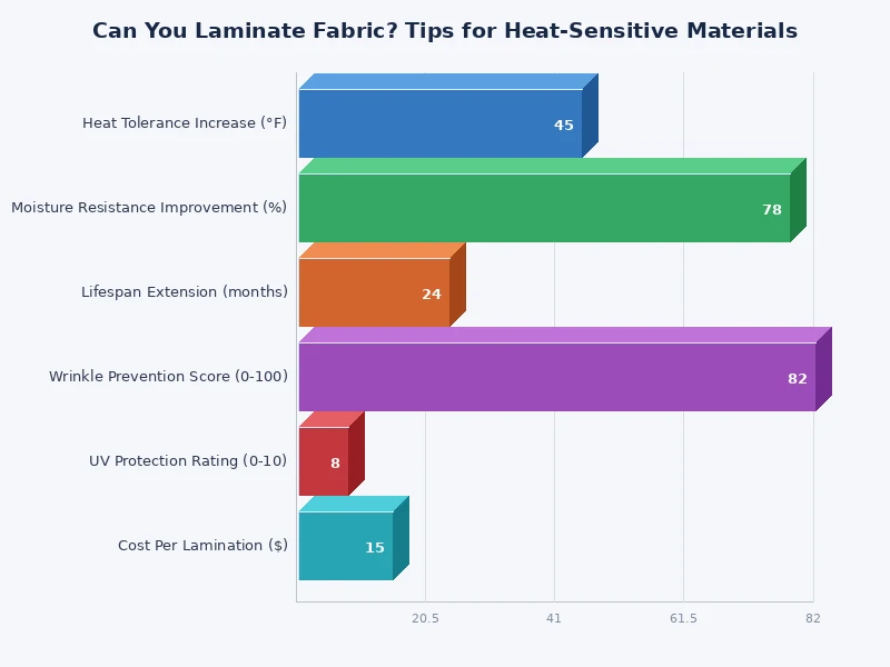 chart comparing fabric lamination success rates by fabric type and method
