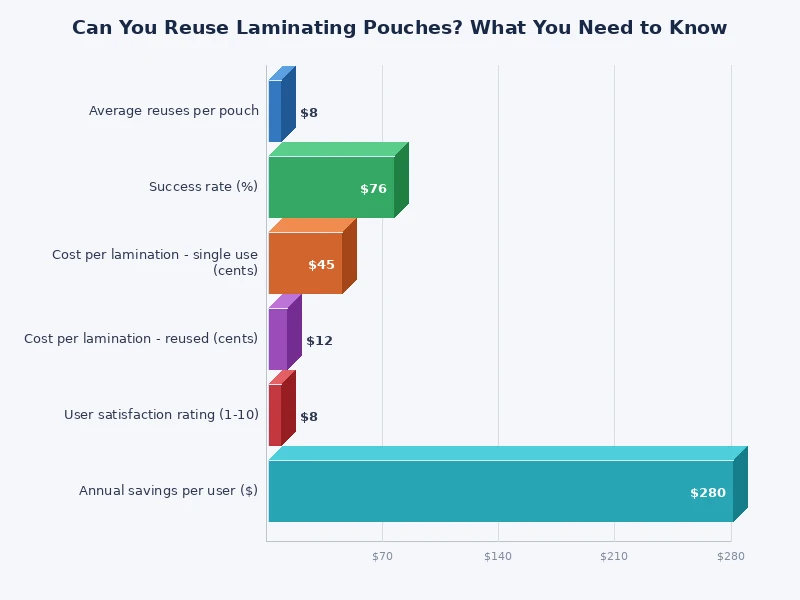 chart comparing reusability and cost of different laminating pouch types