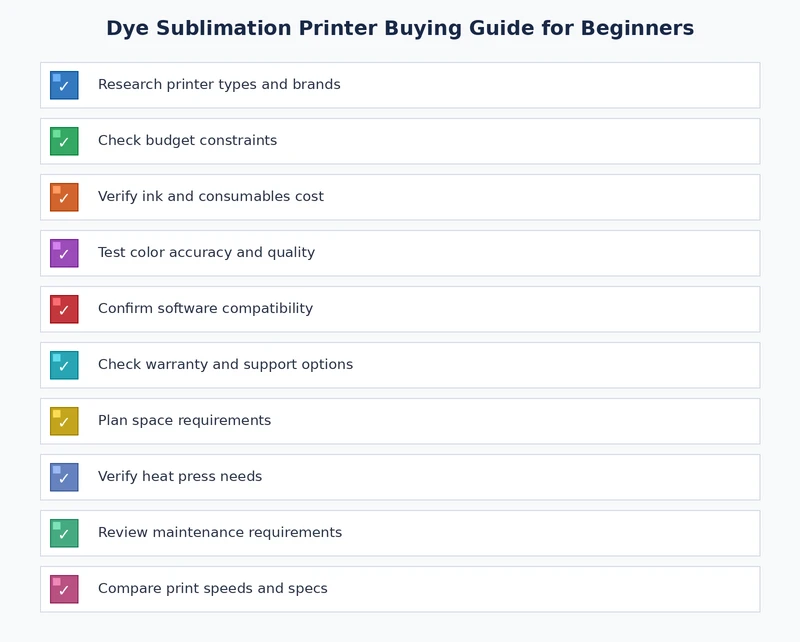dye sublimation printer buying checklist covering print size, cost per print, media availability, connectivity and use case