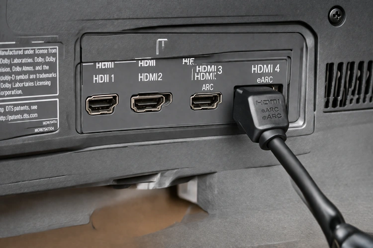 HDMI ARC vs eARC ports on the back of a TV compared for soundbar connection
