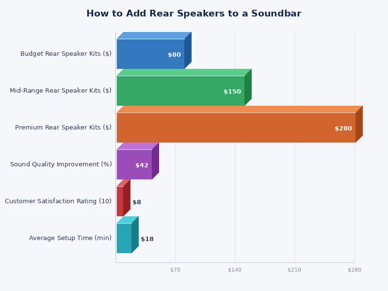 comparison chart of connection methods for adding rear speakers to a soundbar