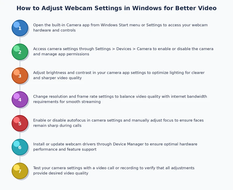 Step-by-step process for adjusting webcam settings in Windows for clearer video calls