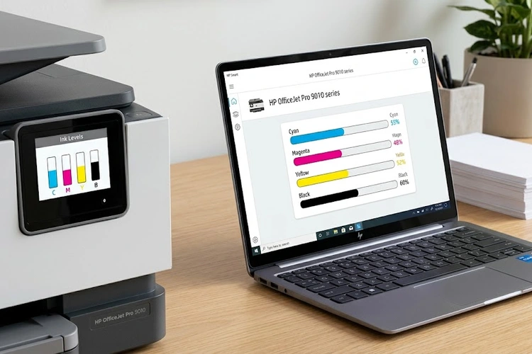 checking ink levels on HP printer control panel display