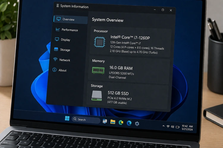 How to check laptop specs using Windows System Information panel