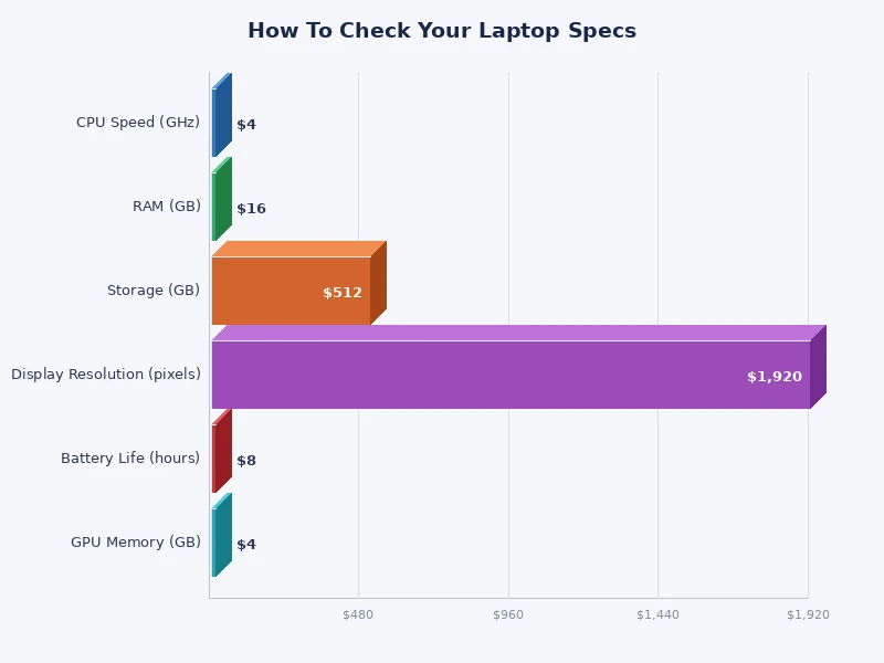 Chart comparing laptop spec checking methods across Windows, macOS, and Chrome OS