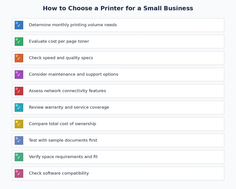 checklist for how to choose a printer for small business — key decision factors