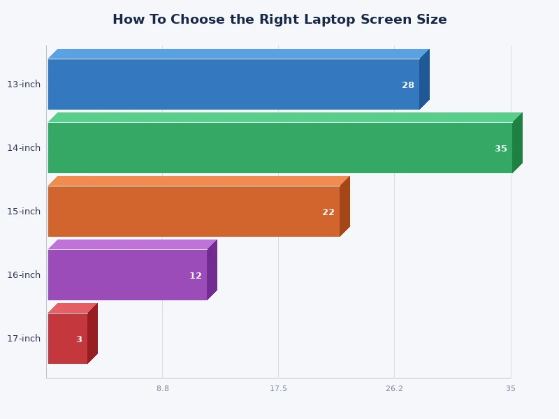 chart showing laptop screen size categories and typical use cases