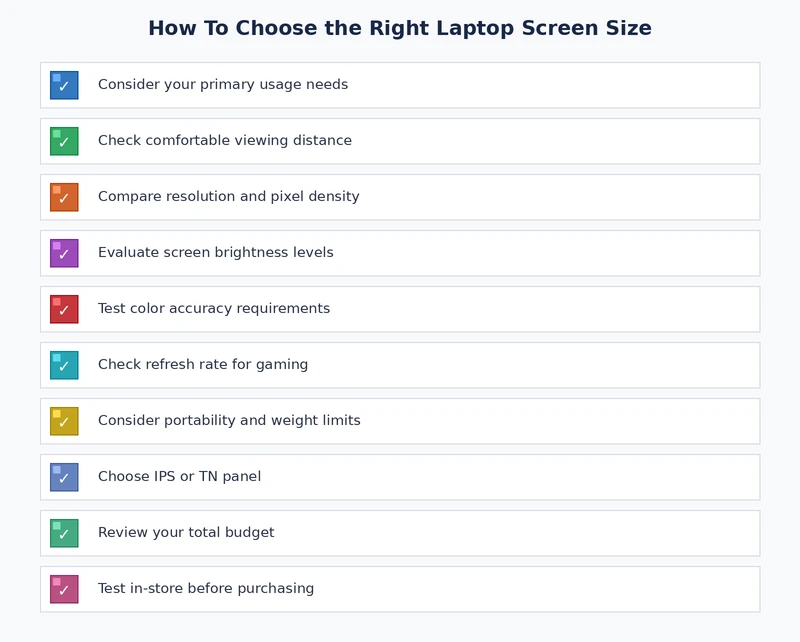 checklist for how to choose laptop screen size before buying