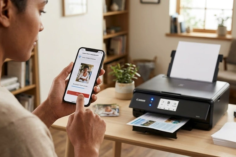 connect Canon printer to iPhone using AirPrint and Canon PRINT app