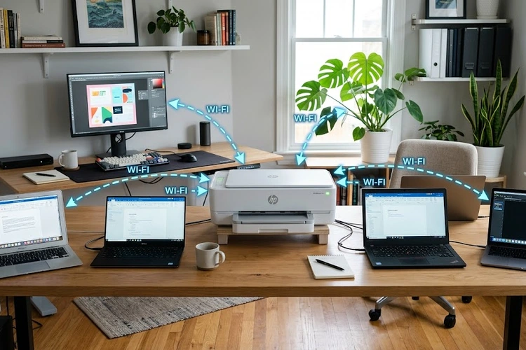 printer connected to multiple computers on a shared home office network