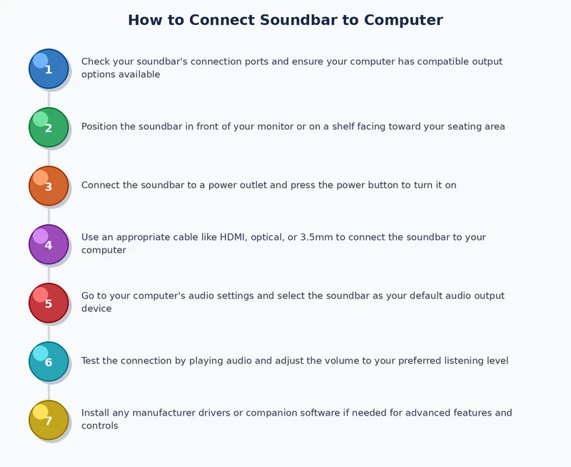 step by step process diagram for connecting soundbar to computer