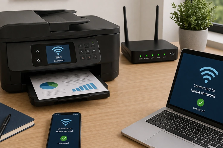 wireless printer connected to home network router setup