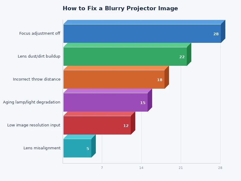 chart showing most common causes of blurry projector images ranked by frequency