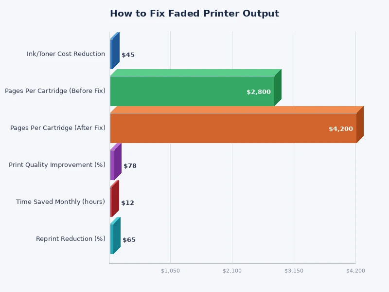Bar chart comparing frequency of faded printer output causes across inkjet and laser printers