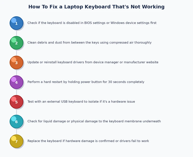 step by step process diagram for fixing a laptop keyboard not working
