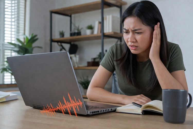 Laptop with loud fan noise being diagnosed on a desk — laptop fan noise fix guide