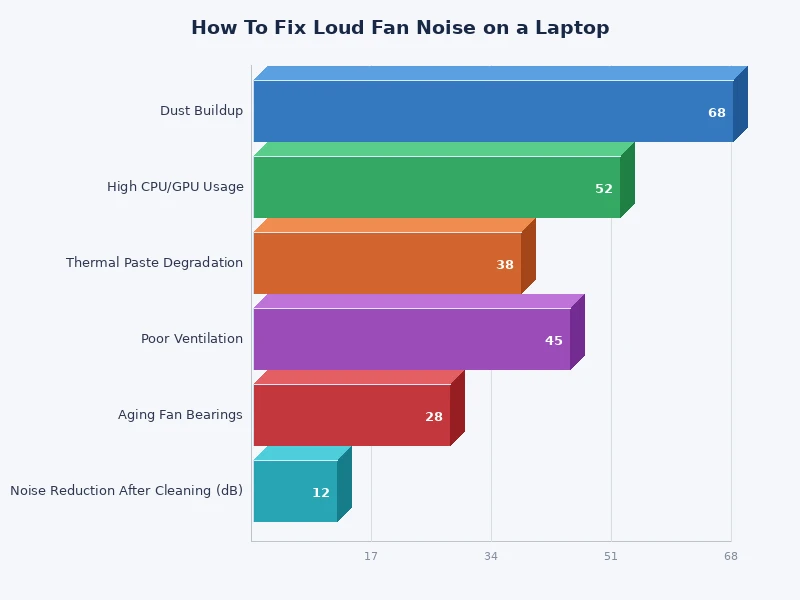 Bar chart showing common causes of laptop fan noise by frequency