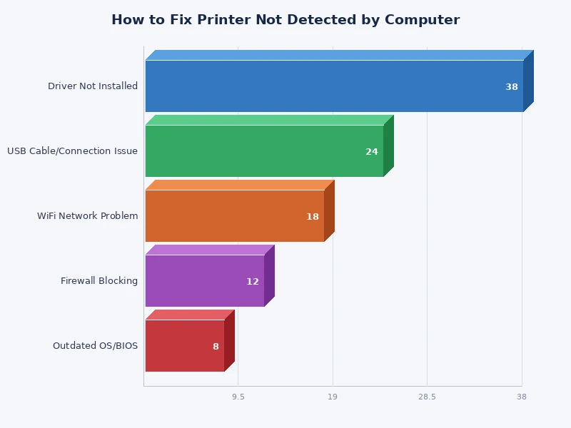 chart showing most common reasons a printer is not detected by computer