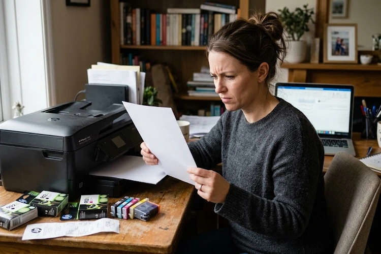 printer printing blank pages fix — troubleshooting steps on a home inkjet printer