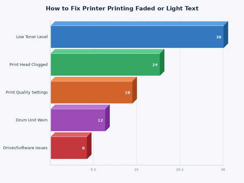 chart showing most common causes of faded printer output by frequency