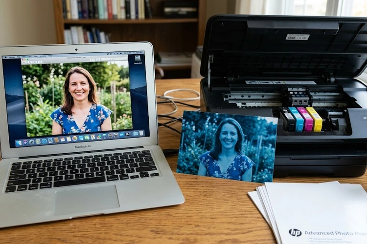 Printer printing wrong colors fix — color test page showing hue shift and calibration strips