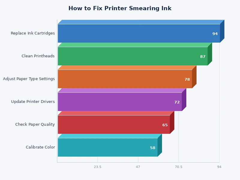 bar chart showing most common causes of printer ink smearing by frequency