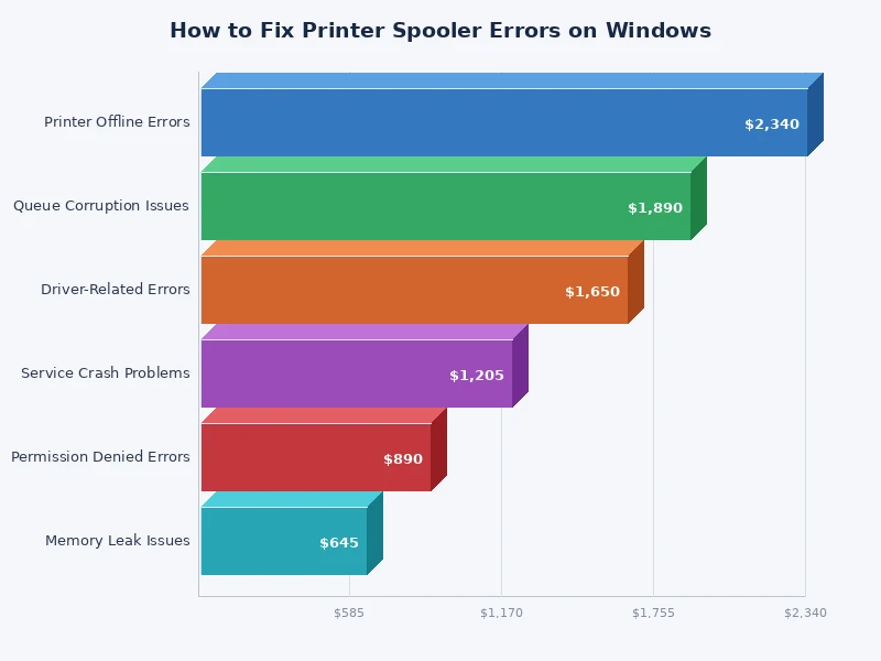 Chart comparing frequency of printer spooler error causes on Windows
