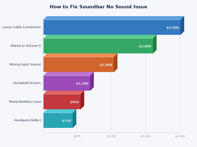 Chart showing most common causes of soundbar no sound issues by frequency