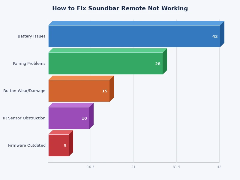 Bar chart showing most common causes of soundbar remote not working