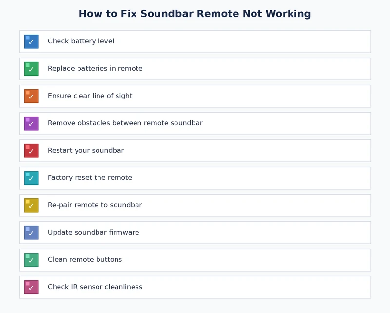 Checklist for troubleshooting soundbar remote not working issues