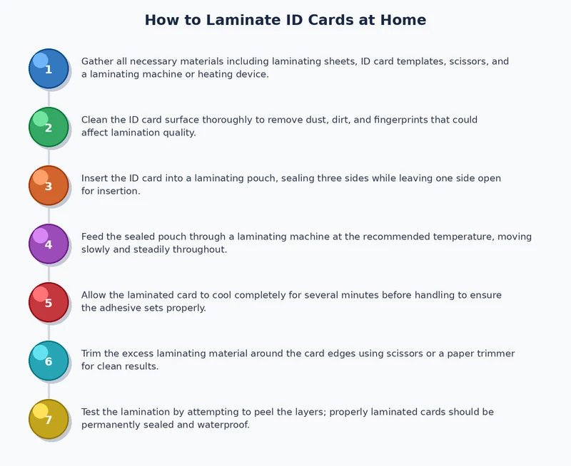 step-by-step process diagram for laminating ID cards at home