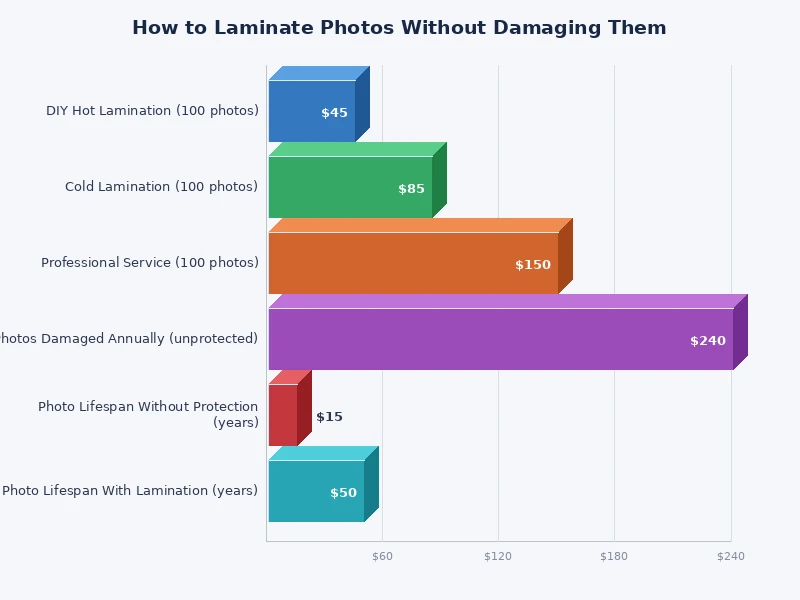 chart comparing laminator pouch thickness settings for photos versus documents