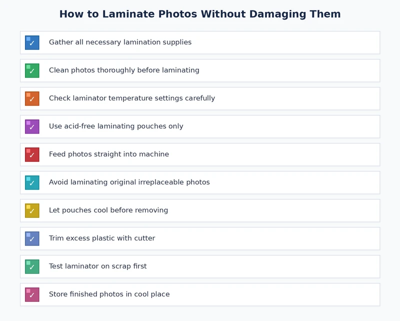 checklist for how to laminate photos without damage covering all key steps