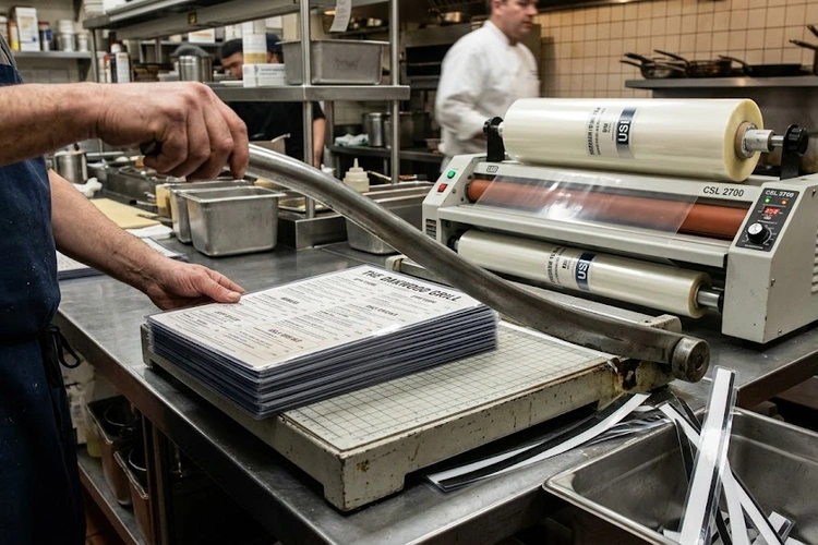 how to laminate restaurant menus using a pouch laminator with thick mil pouches