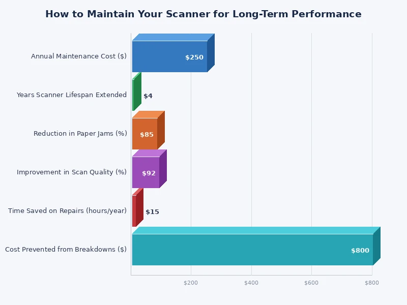 bar chart showing frequency of scanner maintenance tasks for long-term performance