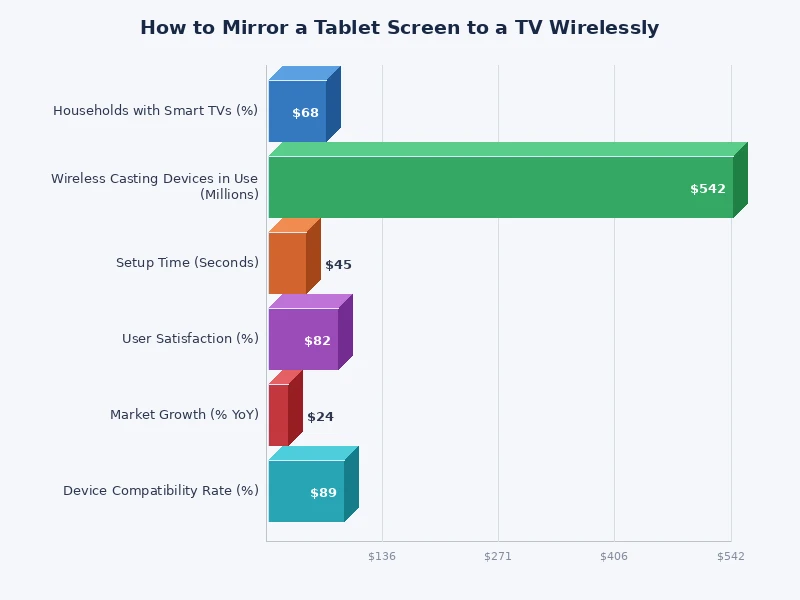 Comparison chart of wireless mirroring methods by latency, compatibility, and ease of setup