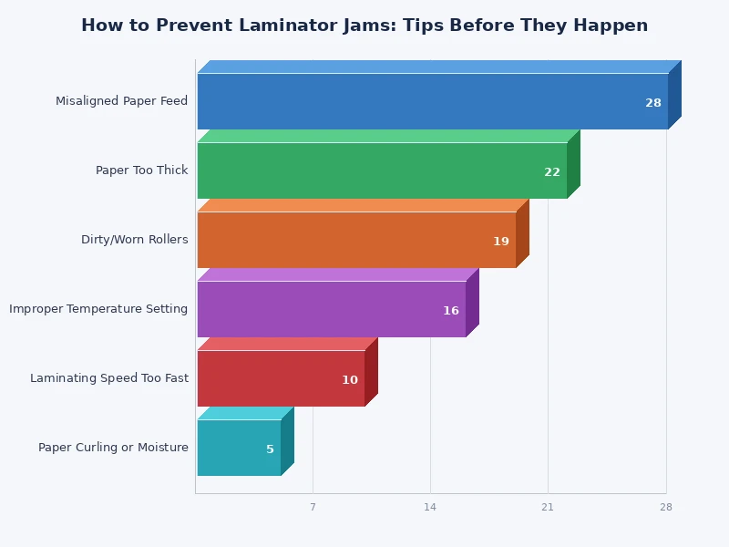 bar chart showing most common causes of laminator jams by frequency