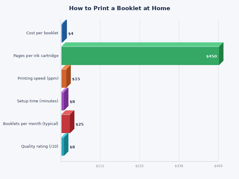 chart comparing paper weights and printer types for home booklet printing