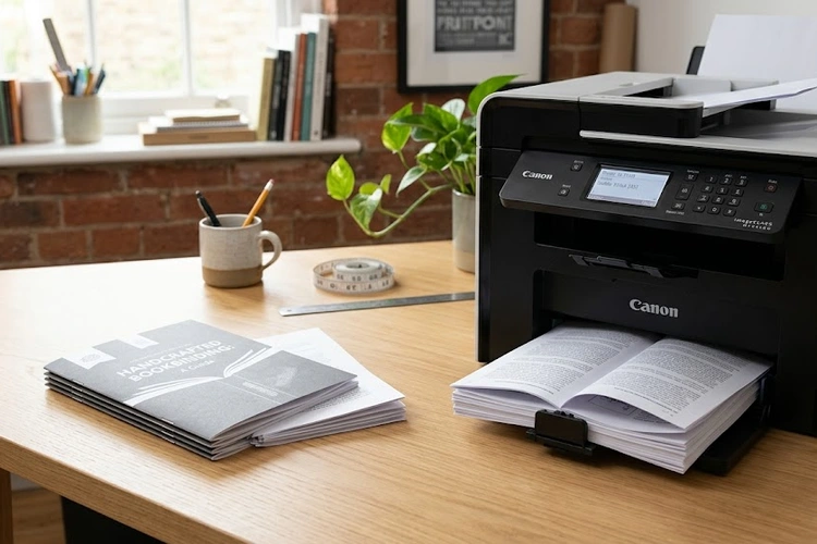 how to print a booklet at home using a desktop printer and folded paper sheets