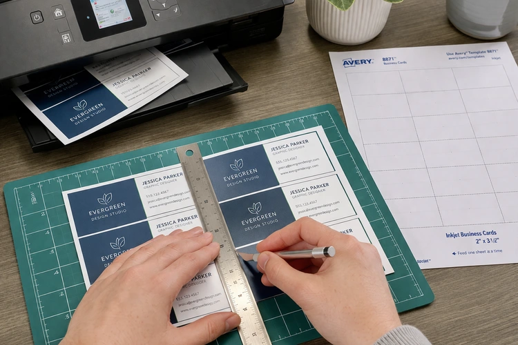 how to print business cards at home on a desktop inkjet printer with card stock