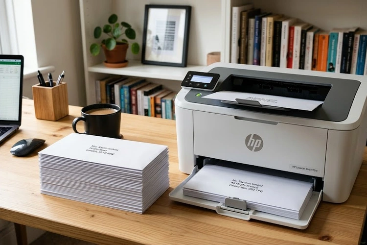 how to print envelopes on any printer — envelope loaded in printer tray
