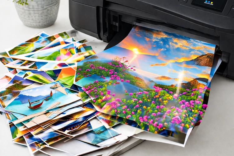 Printer loading glossy photo paper for high-quality print output