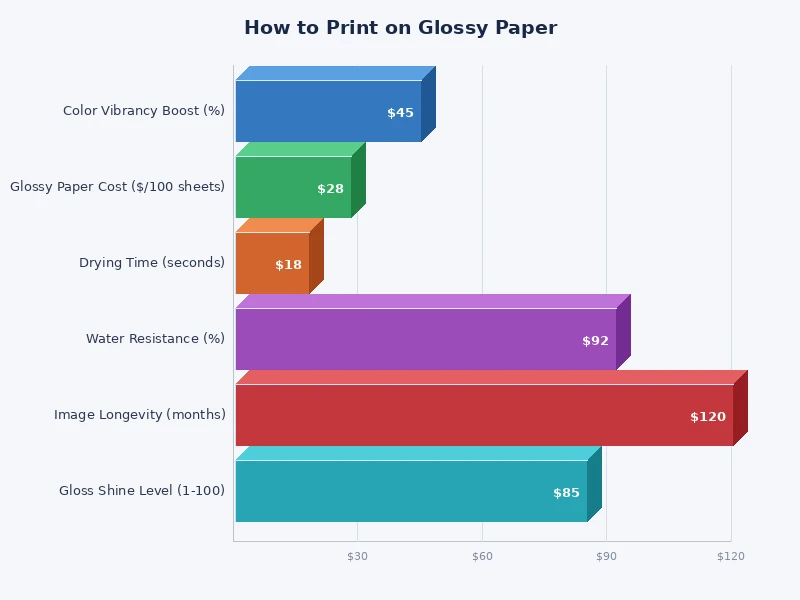 Comparison chart of glossy paper types by finish, weight, and best use case