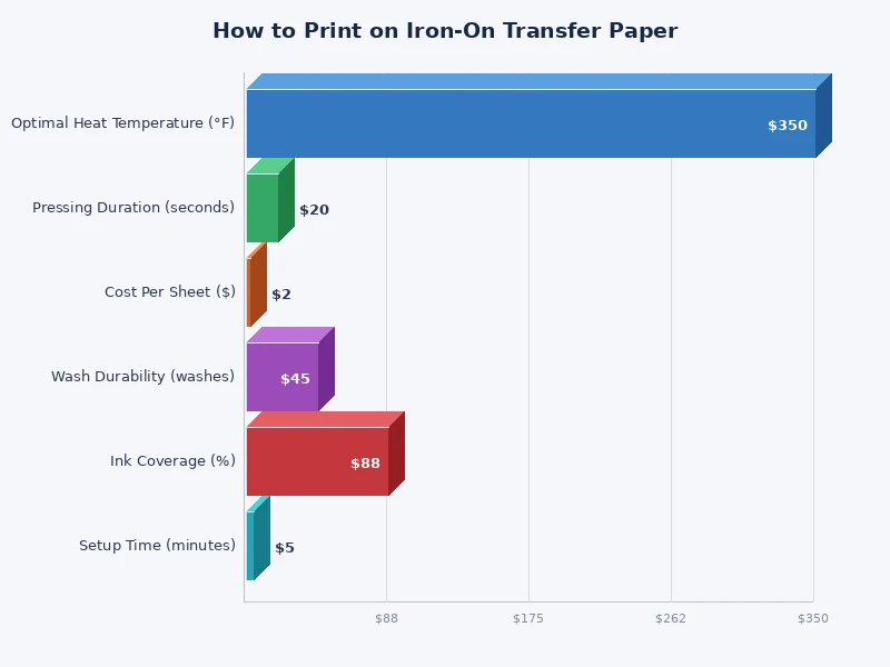 comparison chart of iron-on transfer paper types and recommended printer settings