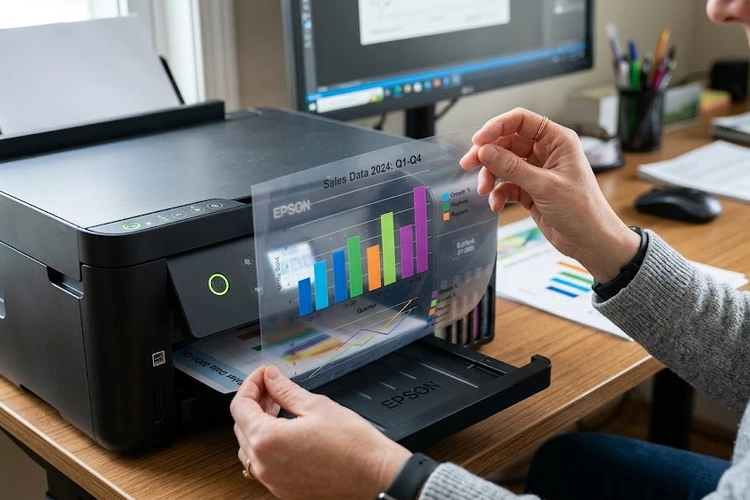 how to print on transparencies using an inkjet printer on a desk