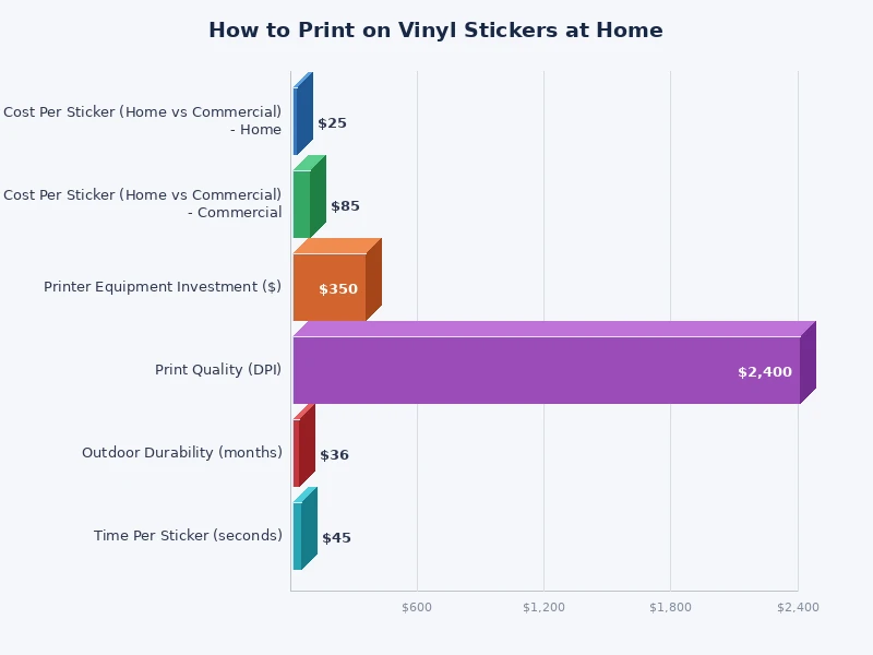 comparison chart of sticker media types and their durability ratings for home printing