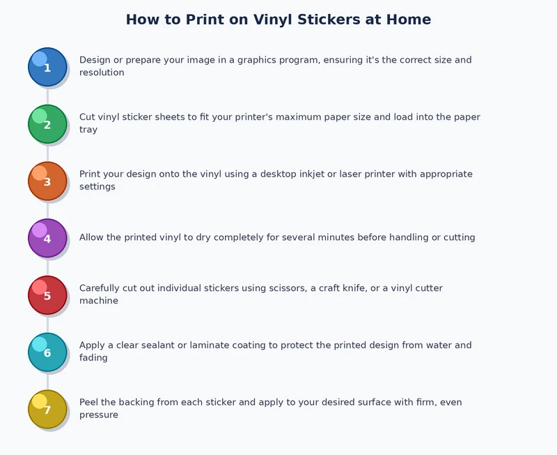 step by step process diagram for printing cutting and laminating vinyl stickers at home