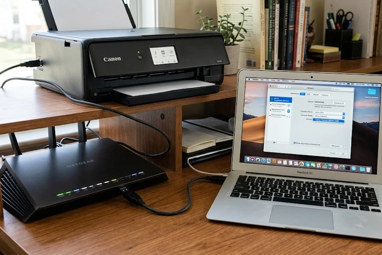 printing on waterslide paper using an inkjet printer at a desk with decals and tools